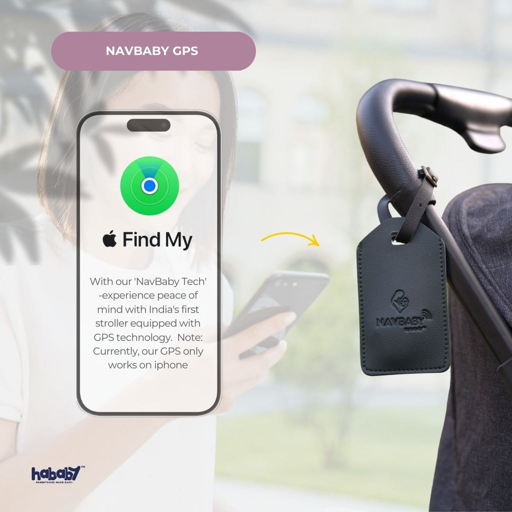 Hababy Plus with NavBaby GPS | European Certified Baby Pram/Stroller for 0-3 Years (Self -Standing Stroller)