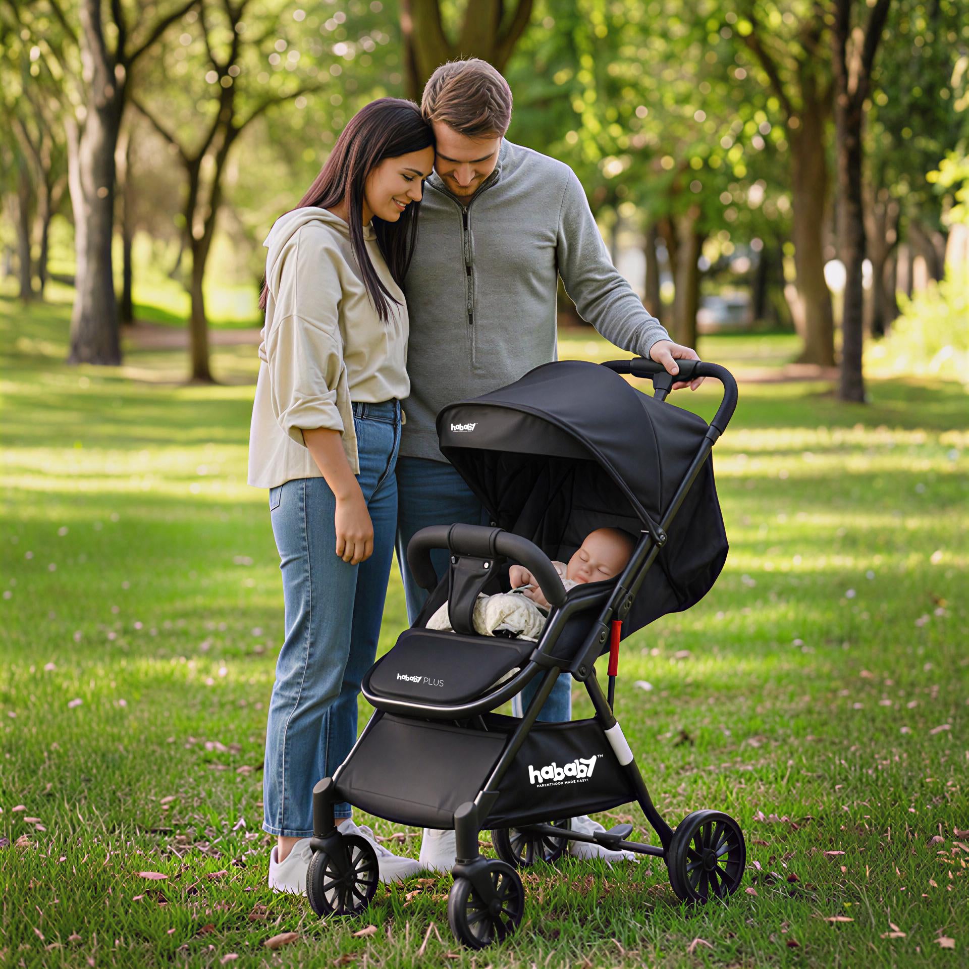 Hababy Plus with NavBaby GPS | European Certified Baby Pram/Stroller for 0-3 Years (Self -Standing Stroller)