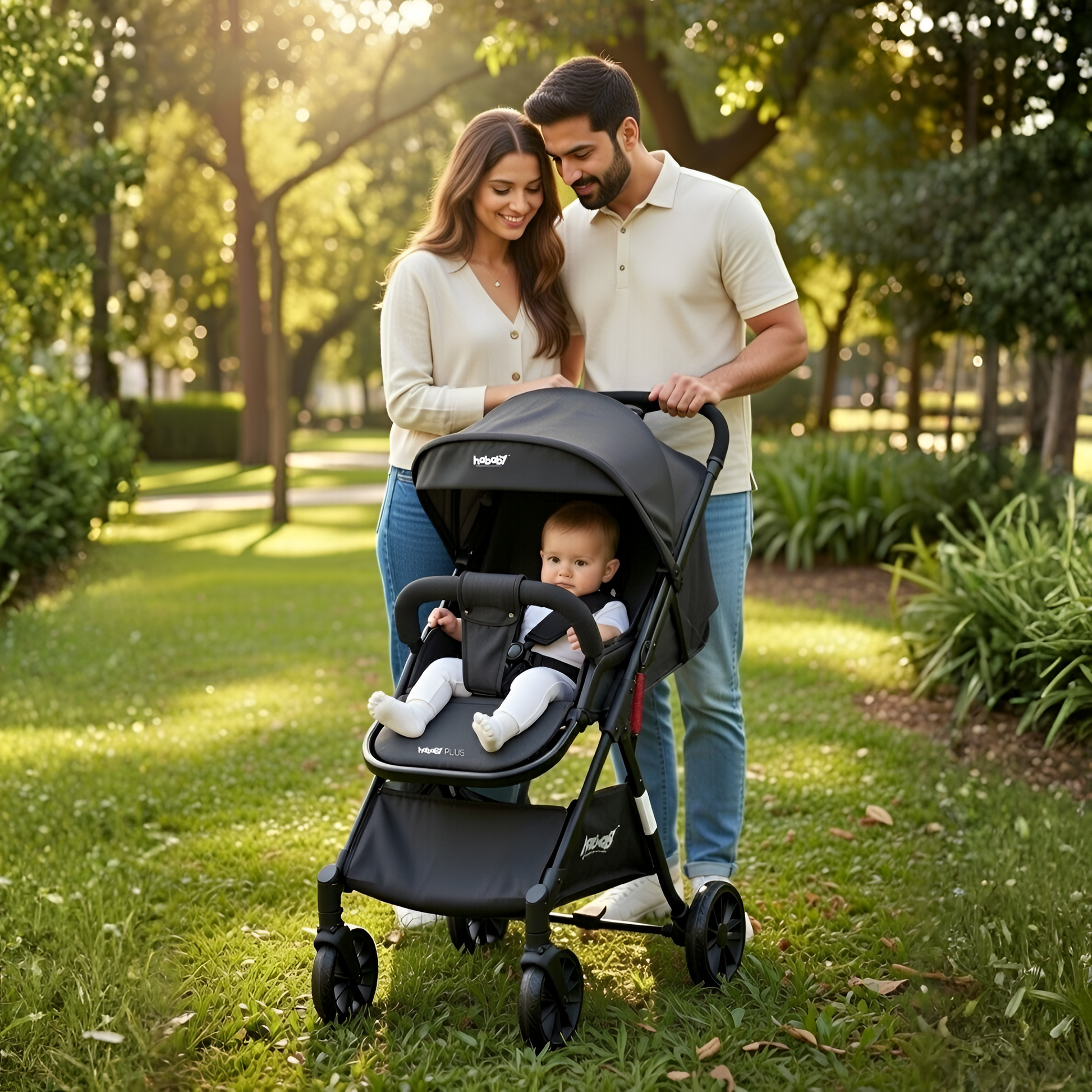 Hababy Plus with NavBaby GPS | European Certified Baby Pram/Stroller for 0-3 Years (Self -Standing Stroller)